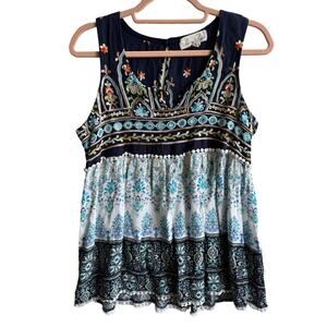 Penelope Project Boho Embroidered Tank GUC Size Large Sleeveless Blouse